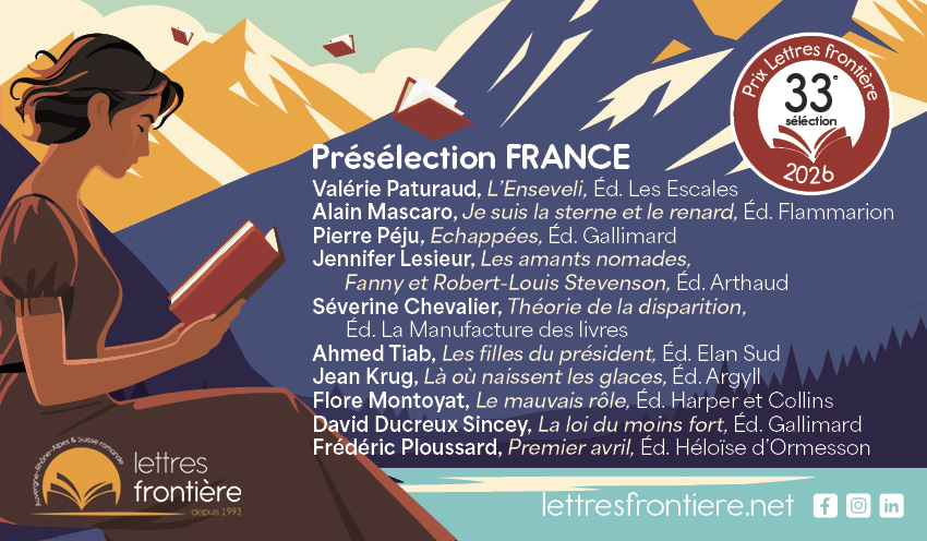 lettres frontiere preselection FR - Prix Lettres Fronti&egrave;re 2026 : d&eacute;couvrez les 20 auteurs&middot;rices pr&eacute;s&eacute;lectionn&eacute;&middot;es !